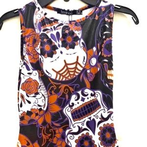 Boohoo Web Skeleton Skull Halloween Body Suit